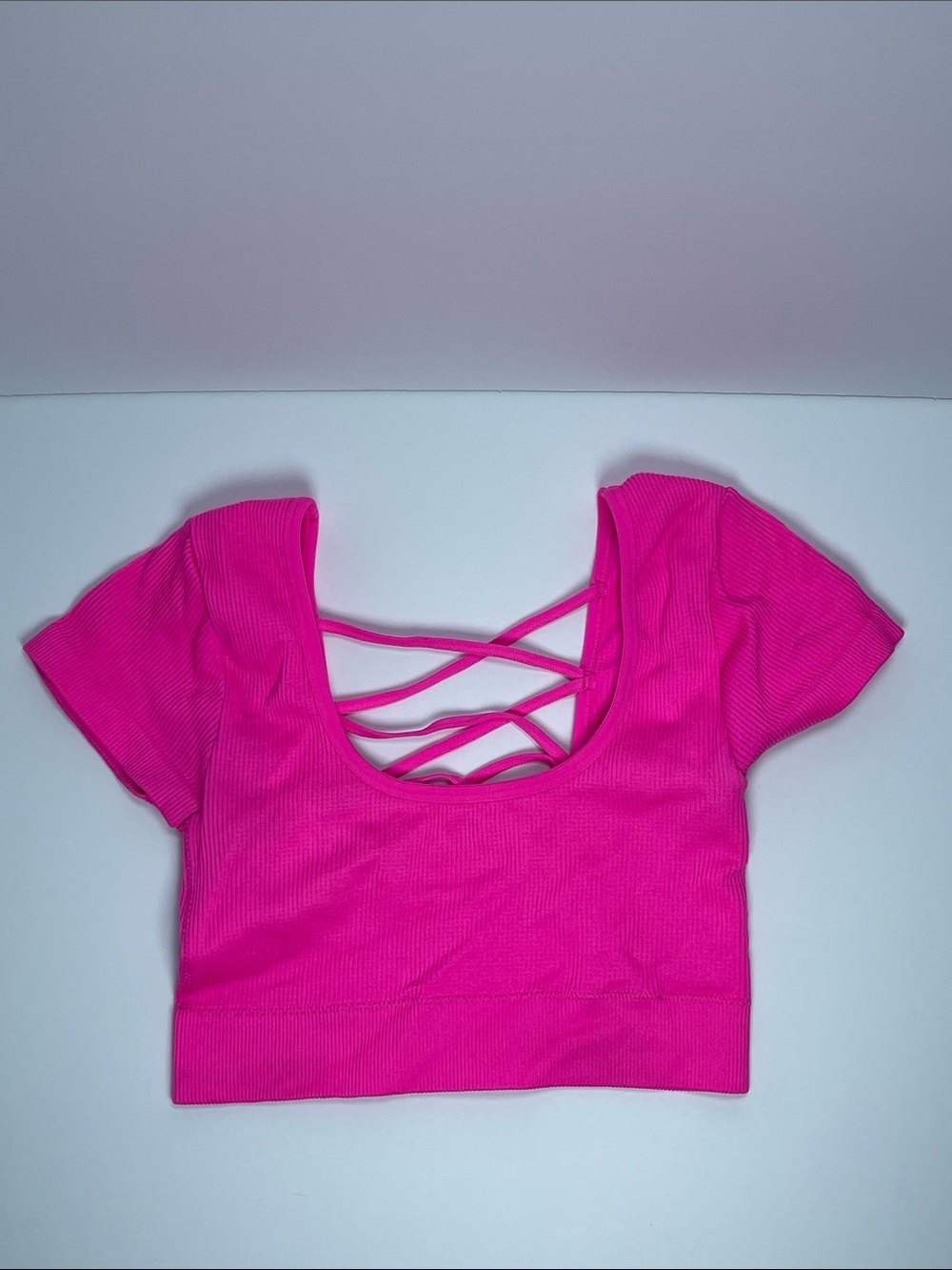 aerie Bright Hot Pink Crisscross Back Crop Top